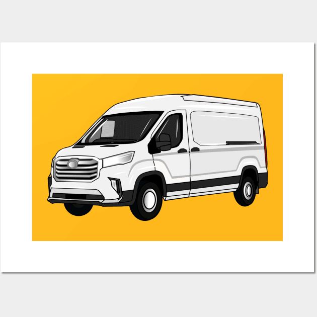 Delivery van cartoon illustration Wall Art by Miss Cartoon